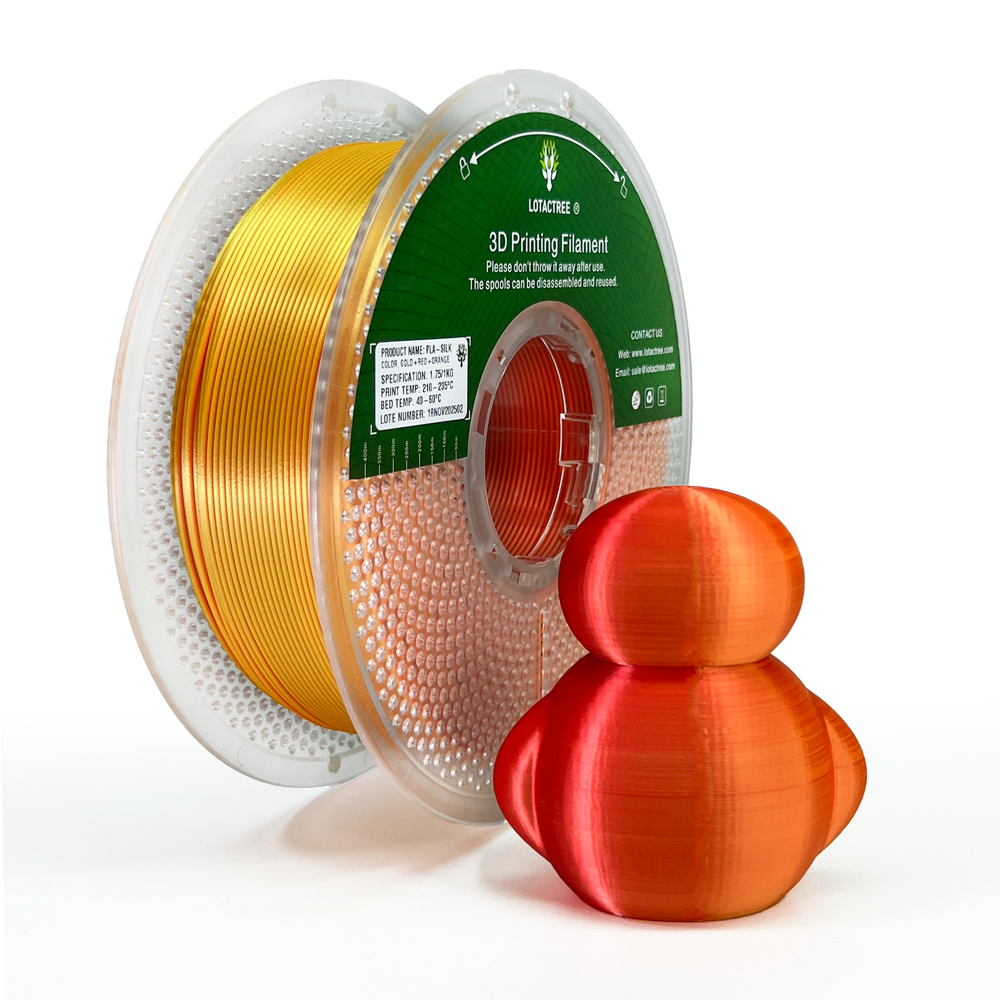 Lotactree PLA-SILK Red & Orange & Gold 1.75mm 1Kg