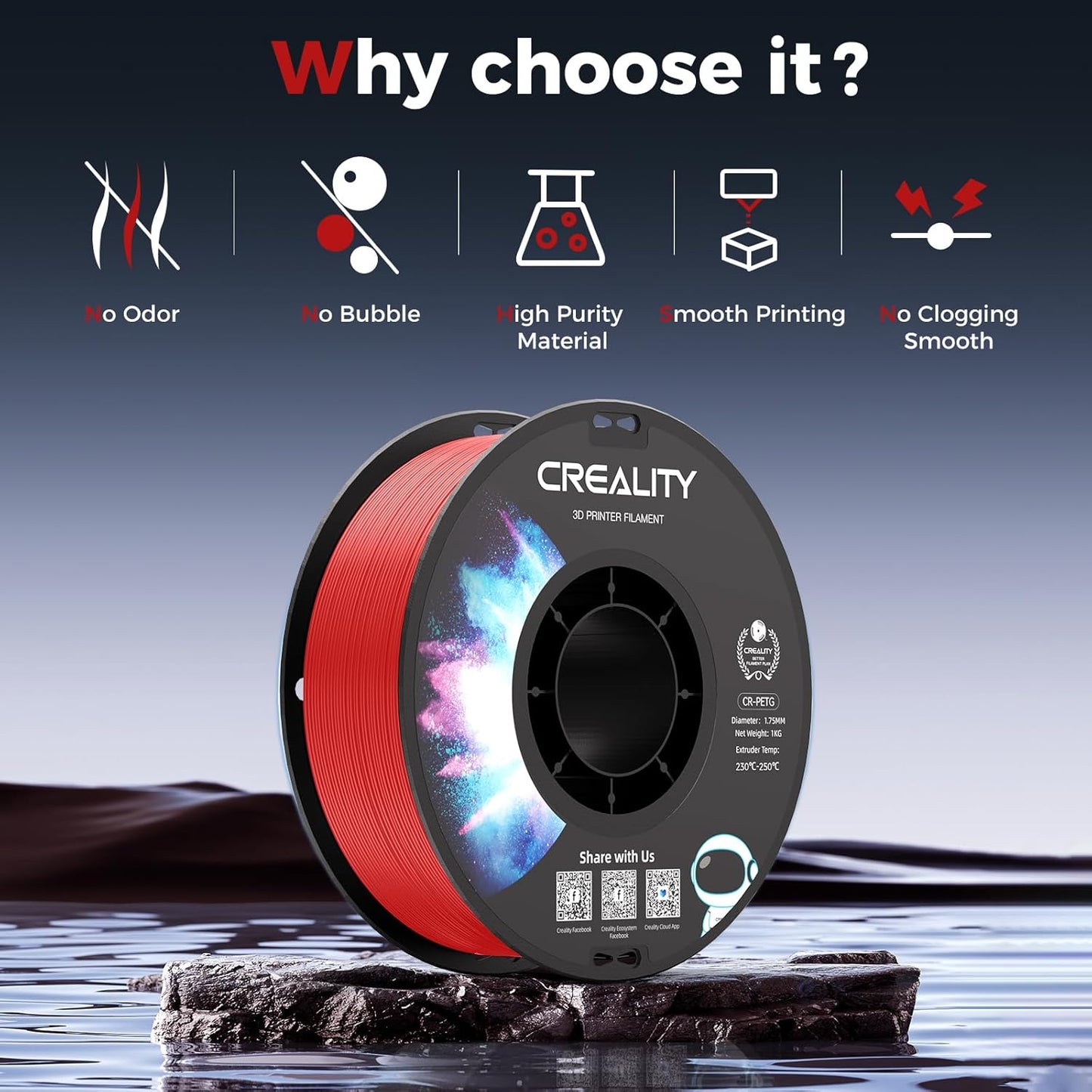 Creality PETG RED Filament 1.75 mm 1Kg