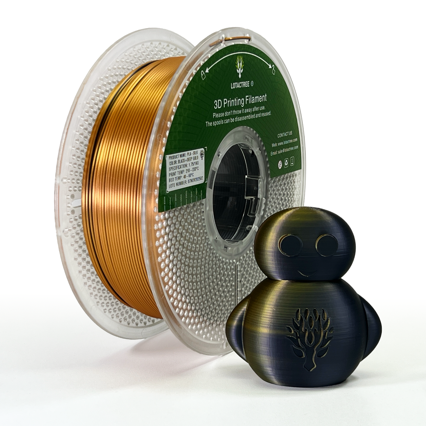 Lotactree PLA-SILK Black & Deep Gold 1.75mm 1Kg